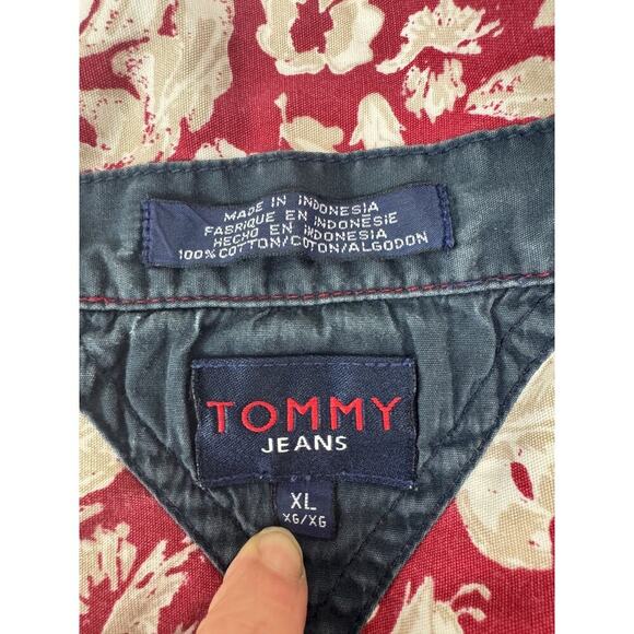 Y2K Vintage Tommy Hilfiger Hawaiian Shirt Button Down Floral Men XL Locker Loop - Picture 6 of 10